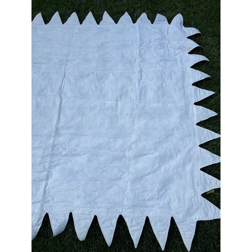 Vintage Feed Sack Blue And White Eight Point Star Pattern Quilt 81